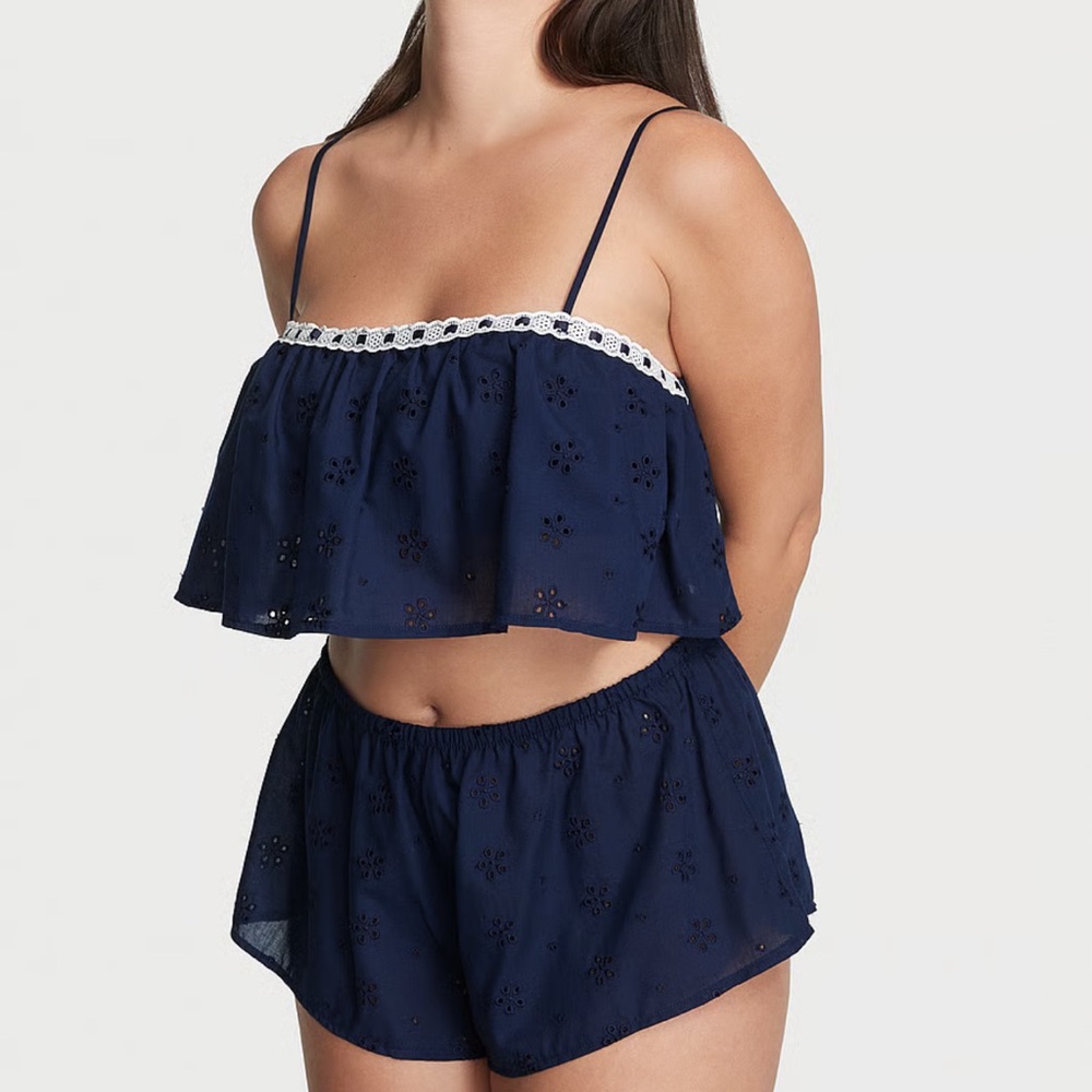 Victorias secret Navy Blue Eyelet Sleepwear Set